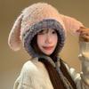 Rabbit Ears Knitted Beanie Windproof Autumn Winter Beanie Fashion Plush Hat  Women Girl