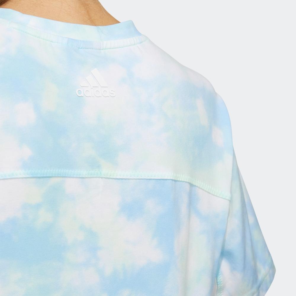 adidas T-shirt Col Rond Logo Tie-Dye Femme Tops Bleu HF2488