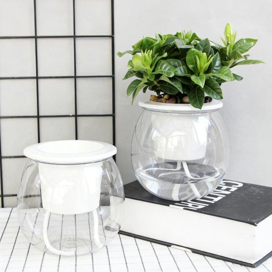 Self Watering Plant Pot Flower Pot with Transparent Reservoir Clear Self Watering Planter for Indoor Plants Flowers African Violets