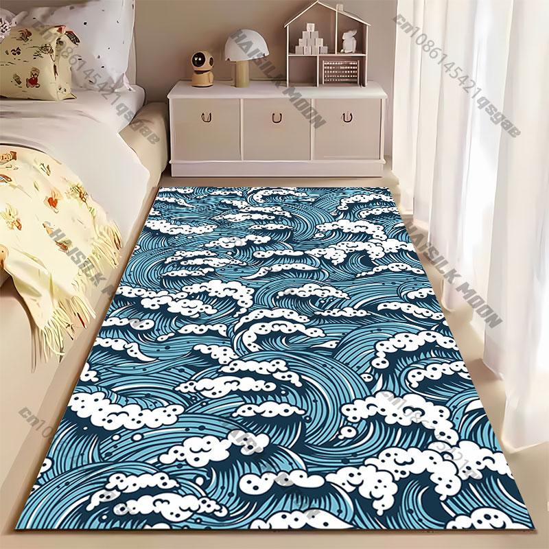 Ocean waves with foamy crests carpet Yoga living room room decor children's crawling mat doormat area rug games mat