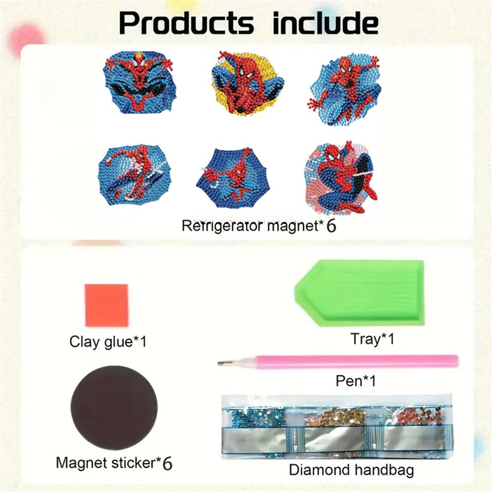 6 Stück/Set Superheld Diamantmalerei Magnete für Kühlschrank Diamantkunst Kühlschrankmagnete für Erwachsene Diamantkunst Kühlschrankmagnete Sets