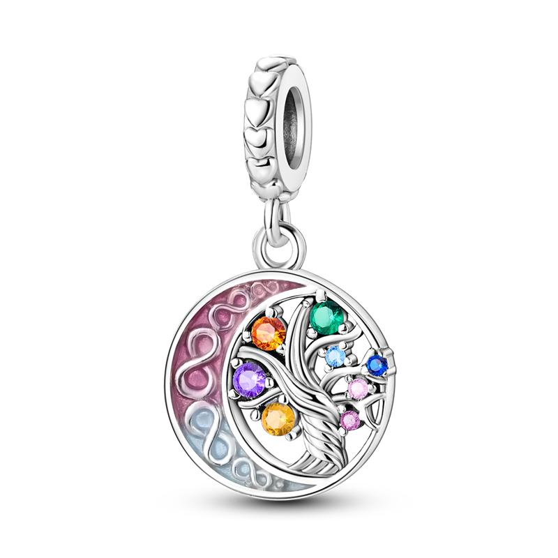 Copper Family Tree Of Life Cross Hollow Pendant Charm Fit 4Mm Hole Diamete Beads Bracelets Women Handmade Jewelry Gift