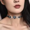 Black Leather Rope Necklace Collarbone Chain Women'S Spring And Summer Roses Personalized Design Neck Chain Trendy Jewelry