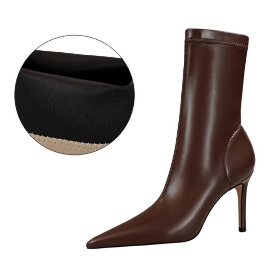 Womens European and American Style Fashion Simple Thin Heel High Heel Shallow Mouth Pointy Short Boots