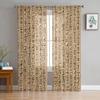 Egypt Pharaoh Golden Yellow Mural Antique Soft Tulle Transparent Drapes Perfect for Living Room Decoration Window Panel Curtain Ideal for Bedroom