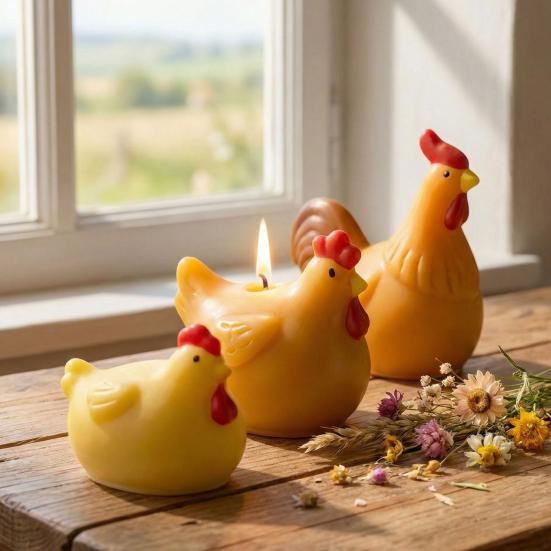 Rooster Hen Silicone Mold DIY Plaster Craft Easter Candle Mold Flexible Reusable Craft Mold