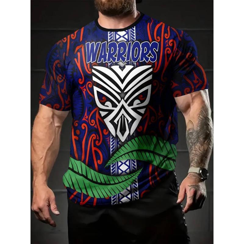 Summer Round Neck 3D Cool Print Top Fashionable Casual Short Sleeved Men's T-shirts