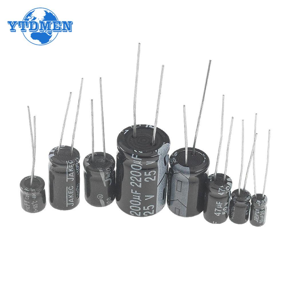Electrolytic Capacitor Kit 1uF-2200uF Aluminum Electrolytic Capacitors Assortment Set 16V 25V 50V