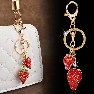 Fashionable Strawberry Pendant Keychain For Women Girls Cute Trendy Charm Keyring Car Key Ring Backpack Decoration Gifts