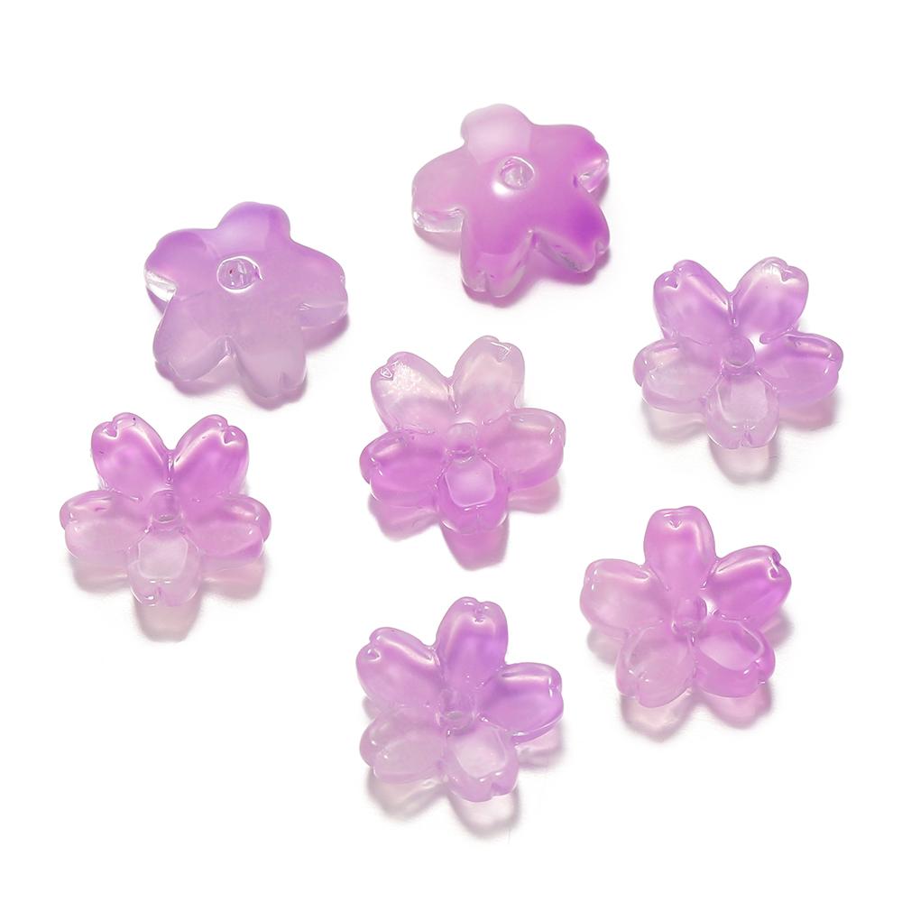 10Pcs/lot Glass Gradient Beads Cherry Blossom Scattered Beads Handcrafted DIY Production Jewelry Craft  Bracelet Accessories