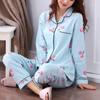 Women's Pajamas Set V-Neck Button Down Top and Trousers Sleepwear Homewear Casual Nightwear Loungewear Autumn Winter Two-Piece