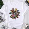 (Asian Size) Fashion Flower Floral O-neck Style Trend Print Graphic Tee Female Casual T Clothing Casual Women's Top Short Sleeve T-shirt