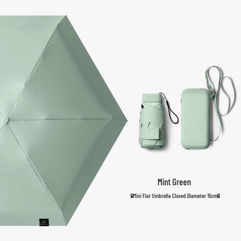 New Macaron Color Five-Fold Ultra-Light Sun Protection Compact Mini Umbrella with Buckle Handle
