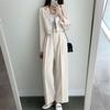 Women's Spring and Autumn Plus Size Tall Waist Lightweight Slim Wide Leg Solid Colour Trousers Casual Suit Pants