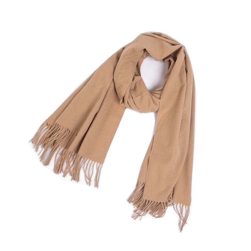 European and American Style Women's Autumn Winter Warm Scarf Solid Color Shawl Polyester Tassel Pashmina