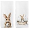 Cute Bunny Rabbit Hand Towels for Bathroom Set of 2, Funny Rabbit Nursery Decor Dish Tea Towels, Easter Bunny Lovers Gifts Hand Towel for Toilet