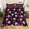 Sugar Skull Bedding Set Queen Skeleton Duvet Cover for Boys Girls Teens Pink Bowknot Comforter Cover Halloween Theme Quilt Cover