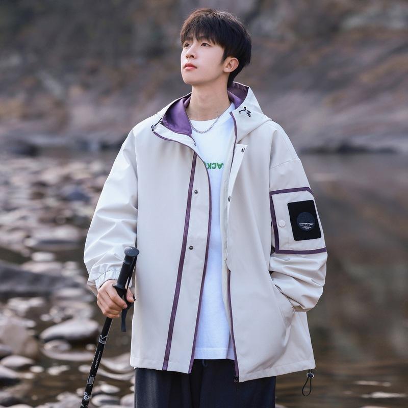 Outdoor Mountaineering Jacket, Men's Spring and Autumn Trendy Brand Hooded Jacket, Men's Japanese Workwear, Casual Tops