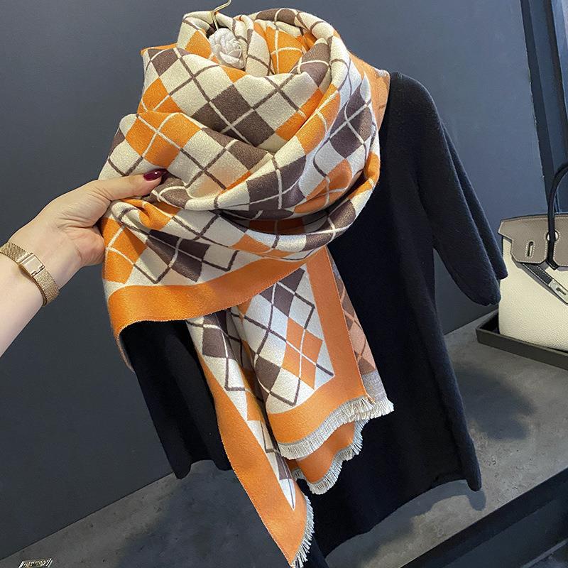 Imitation Cashmere Scarf for Women Autumn and Winter New Korean Version Tianzige Thickened Warm Dual Purpose Scarf Shawl