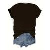 European Size Women's Casual Baseball-Themed Heart Print T-Shirt - Short Sleeve Crew Neck Blouse