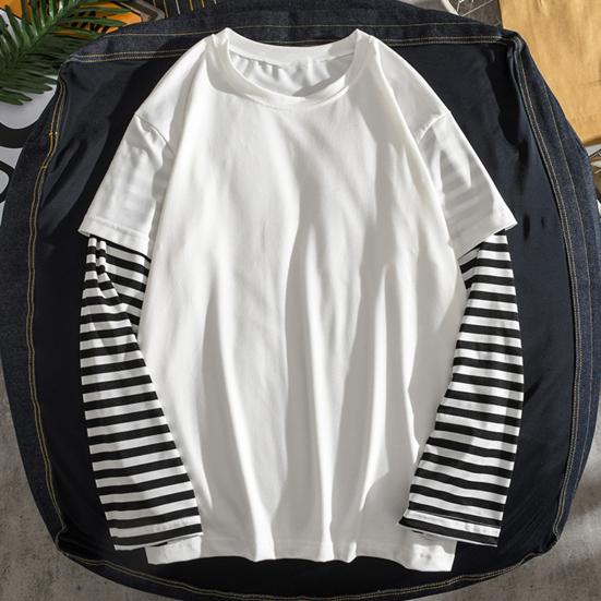 M Wardrobe Student Shirt Fake Two Piece O Neck Simple Casual Spring Top for School