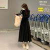 Hepburn Black Dress Women's Autumn New Long-sleeved Waist Thin Small Black Dress High-end Round Neck Long Dress