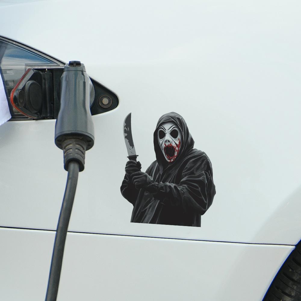 Męska Maska Horror na Halloween Naklejka na Samochód Dekoracja Atmosfery Świątecznej Naklejka na Samochód