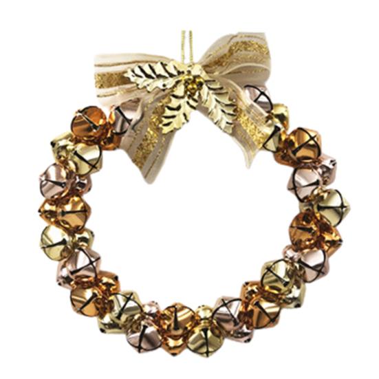 Wreath Christmas Beaded Bell Wreath with Bow Small Jingle Bell