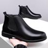 Men's Casual Leather Chelsea Boots New Design High Top Shoes Pointed Toe Business Shoes Classic Comfy Ankle Boots Botas