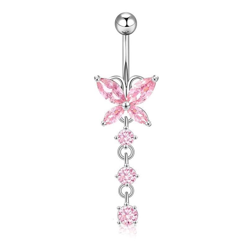 Vynikající sada nerezových zirkonových kroužků do pupíku - Super lesklé šperky pro piercing těla