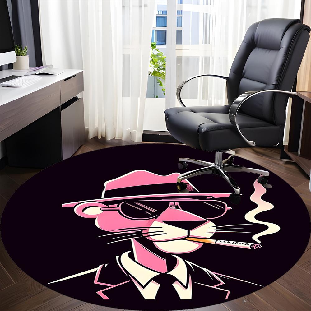 1 stuk Roze Panter Kantoor Ronde Vloerkleed, Onder Kantoormeubilair Slaapkamer Woonkamer Huisdecoratie a1022299