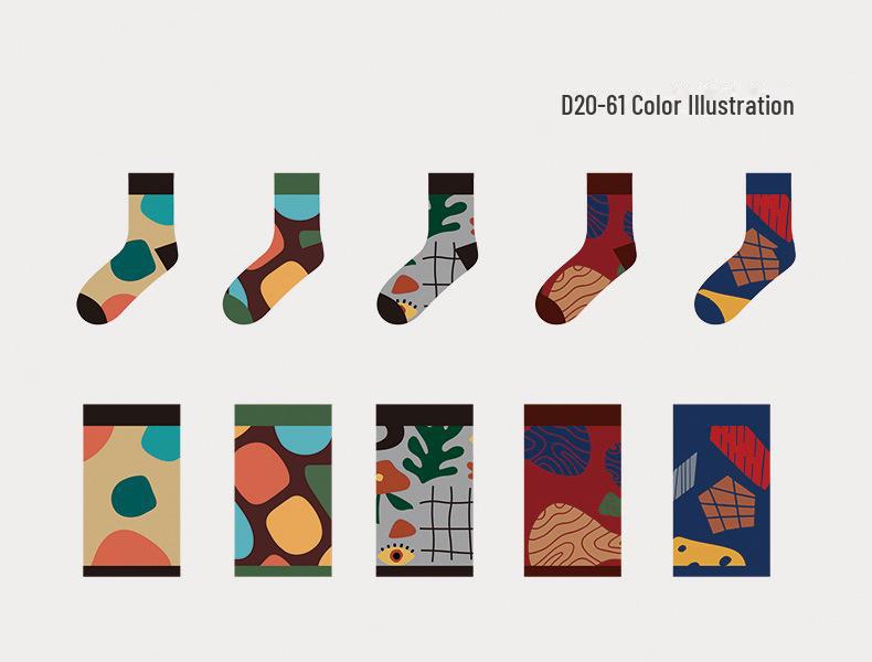 Trendy Mid-Tube Cartoon Bunte Herbst/Winter Sport Baumwollsocken für Herren und Damen