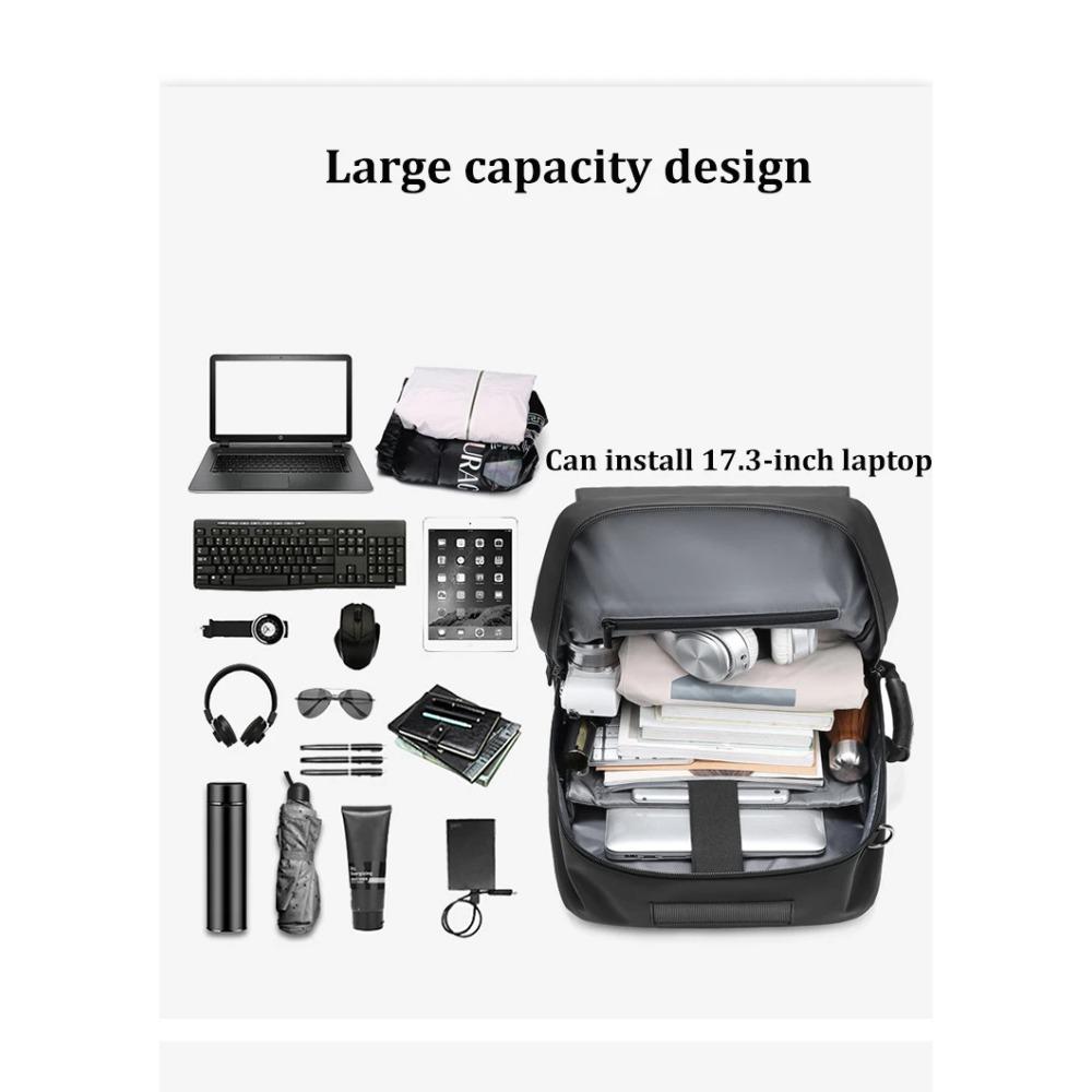 Herren Reiserucksack wasserdicht 17 Zoll Business Laptop Rucksack mit separatem Schuhbeutel USB-Aufladung 50L Outdoor Wanderrucksack