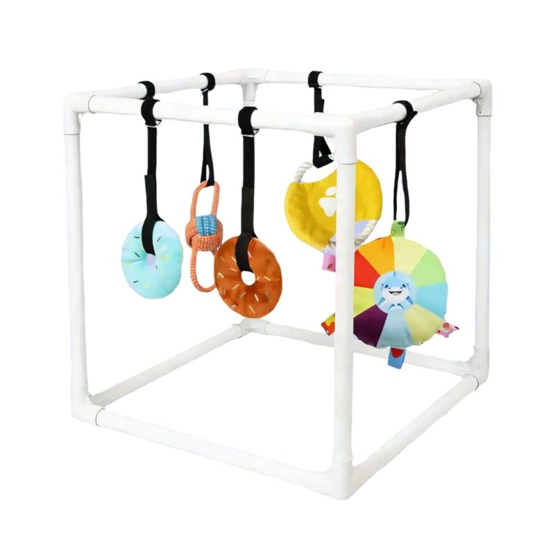 Dog Play Gym Set With PVC Frame And Engaging Accessories For Indoor Outdoor Exercise And Entertainment