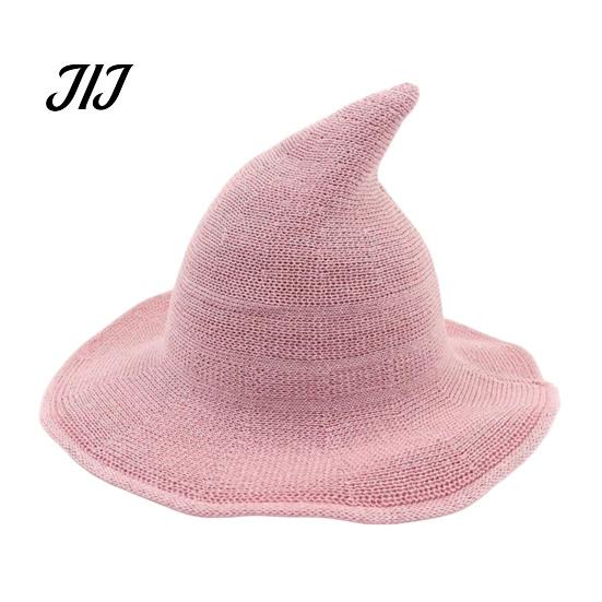 Witch Hat for Halloween Women Pointed Hat, Foldable Wide Brim Knitted Cap, Masquerade Party Prop Cosplay Autumn Winter, Themed Costume Accessory