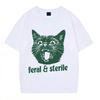 Feral and Sterile Funny Cat Meme Tees Humor Quote Novelty Tshirts Men Women Fashion Oversized Cotton Casual Harajuku Tshirts