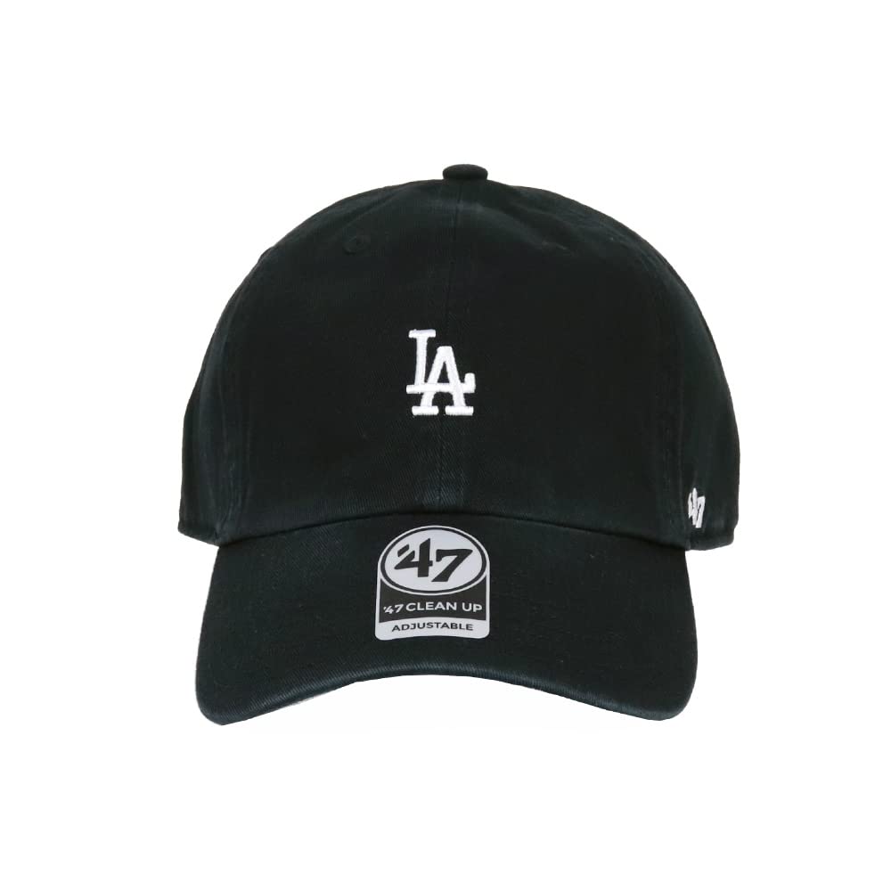 47 Brand 47 Mini Logo Clean Up Cap - Men's & Ladies' Cap - Small Logo - Men's & Women's Hat - Forty Seven Dodgers - Black - Free Size