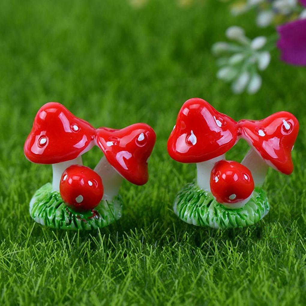 Resin Colorful Fairy Dollhouse Mushroom Garden Ornament Plant Pot Decor 