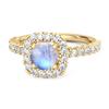 Blue Topaz Round Cushion Halo Ring - 925 Sterling Silver Gold Vermeil