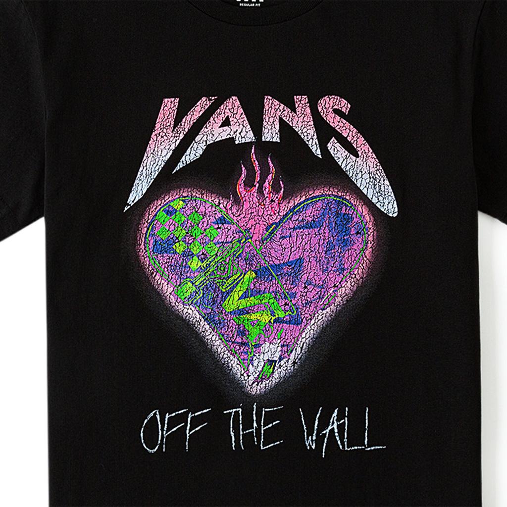 Vans חולצת טי שירט קצרה צווארון עגול עם הדפס מכתב אהבה לנשים טופים שחור VN000KPEBLK