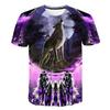 Tricou de vară pentru bărbați 3D lup imprimat cu model de animale Tricouri largi cu gât rotund Topuri cu mâneci scurte bărbați