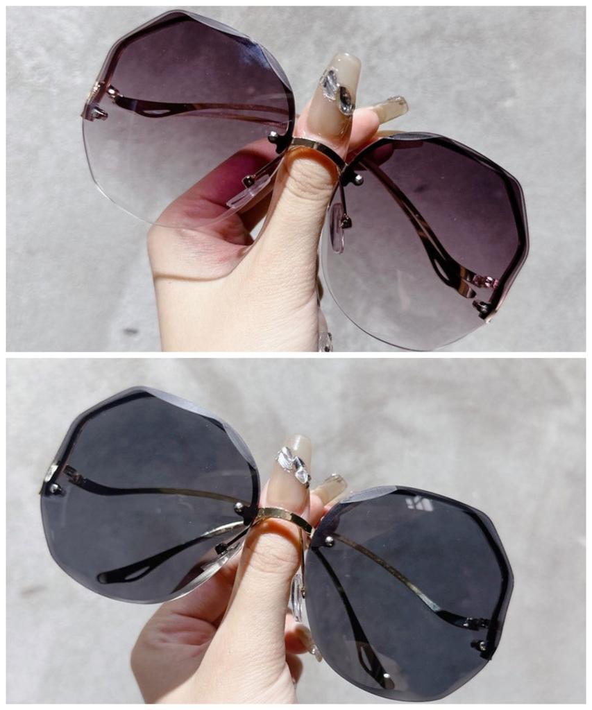 Sunglasses for Women Fashion Rimless Beach Gradient Sunglass Lady Retro Summer Shades UV400 Eyeglasses