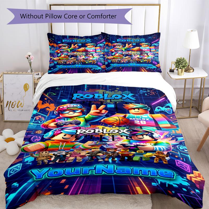 Roblox 158 Customize Your Name Bedding Set Breathable Duvet Cover with Pillowcases Home Decoration Birthday Gift