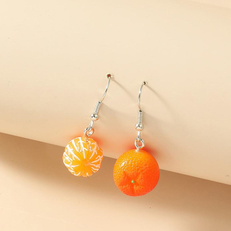 Teenage Earring Orange Fruit Drop Hanging Food Earrings Women for Teen Funny Female Ear Rings Jewelry Gift Stainless Steel