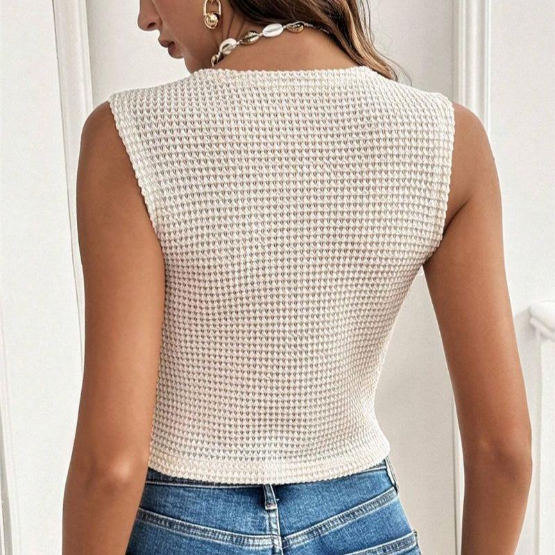 Women's Casual Simple Versatile V-neck Three Button T-shirt