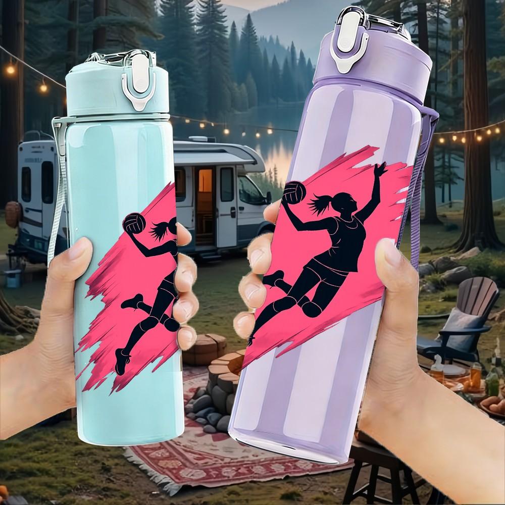 1PC Dynamic Dancer Silhouette Art Print 750ml Color Plastic Sports Water Bottle Leakproof Flip Straw Lid Suitable for Sports Office Home Use