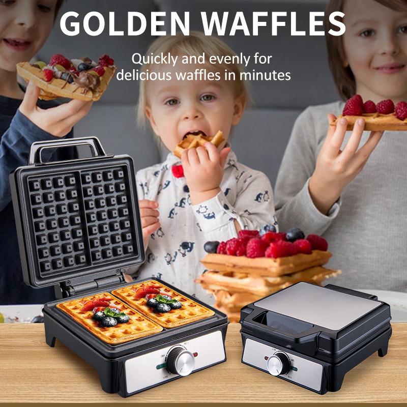 1600W High Power Waffle Maker Double-sided Heating Toaster Household Semi Automatic Breakfast Machine