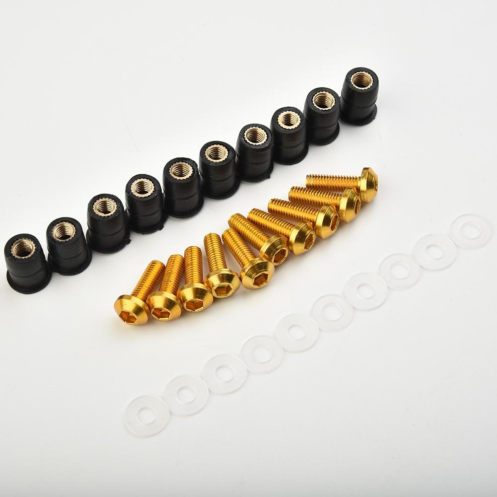 Replacement Windshield Nut Parts 10pcs Anodized Aluminum Motorcycle Rubber