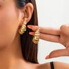 Exaggerated French Disc Metal Earrings, Simple Niche Irregular Texture Stud Earrings