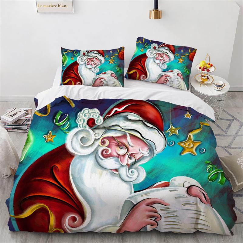 Merry Chirstmas Santa Claus 3D Print Bedding Set Cozy Duvet Cover King Queen Twin Size Chrisatmas Gift Happy New Year Room Decor